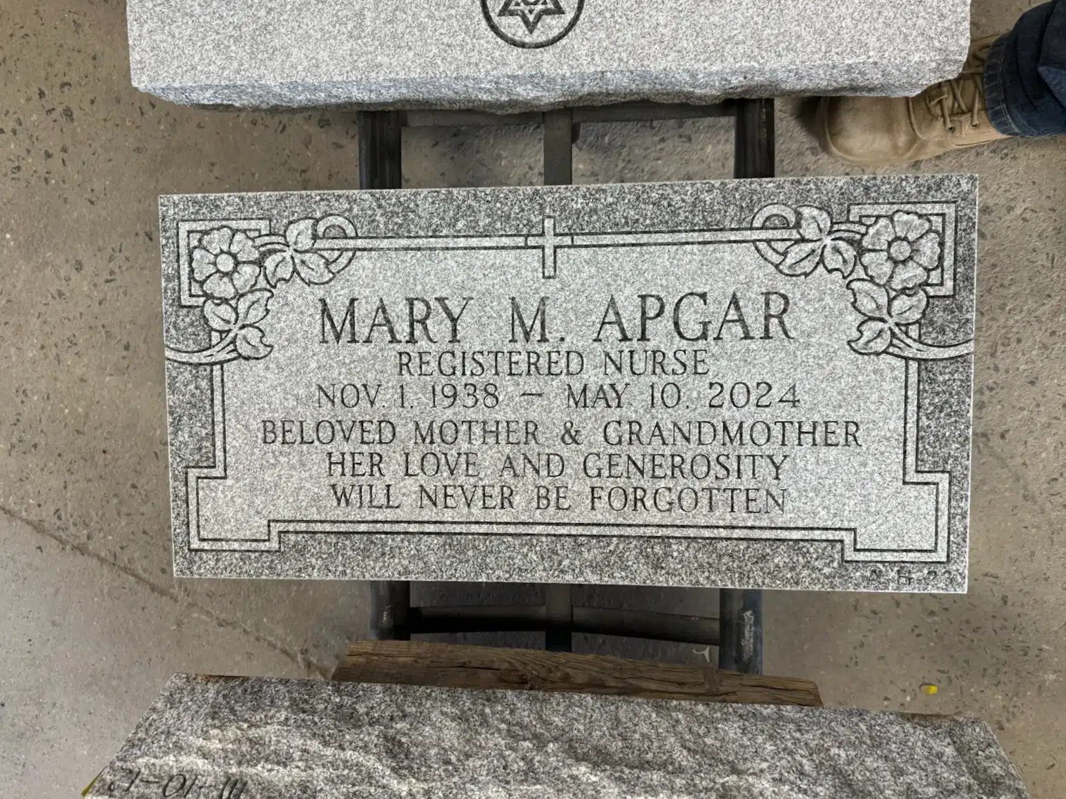 Granite Footstone / Foot Marker hand-carved by Footstone Marker Guide in NJ — image 7